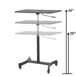 Victor® High Rise™ 31"W Mobile Adjustable Standing Desk Workstation, 44"H x 30-3/4"W x 22"D, Black
