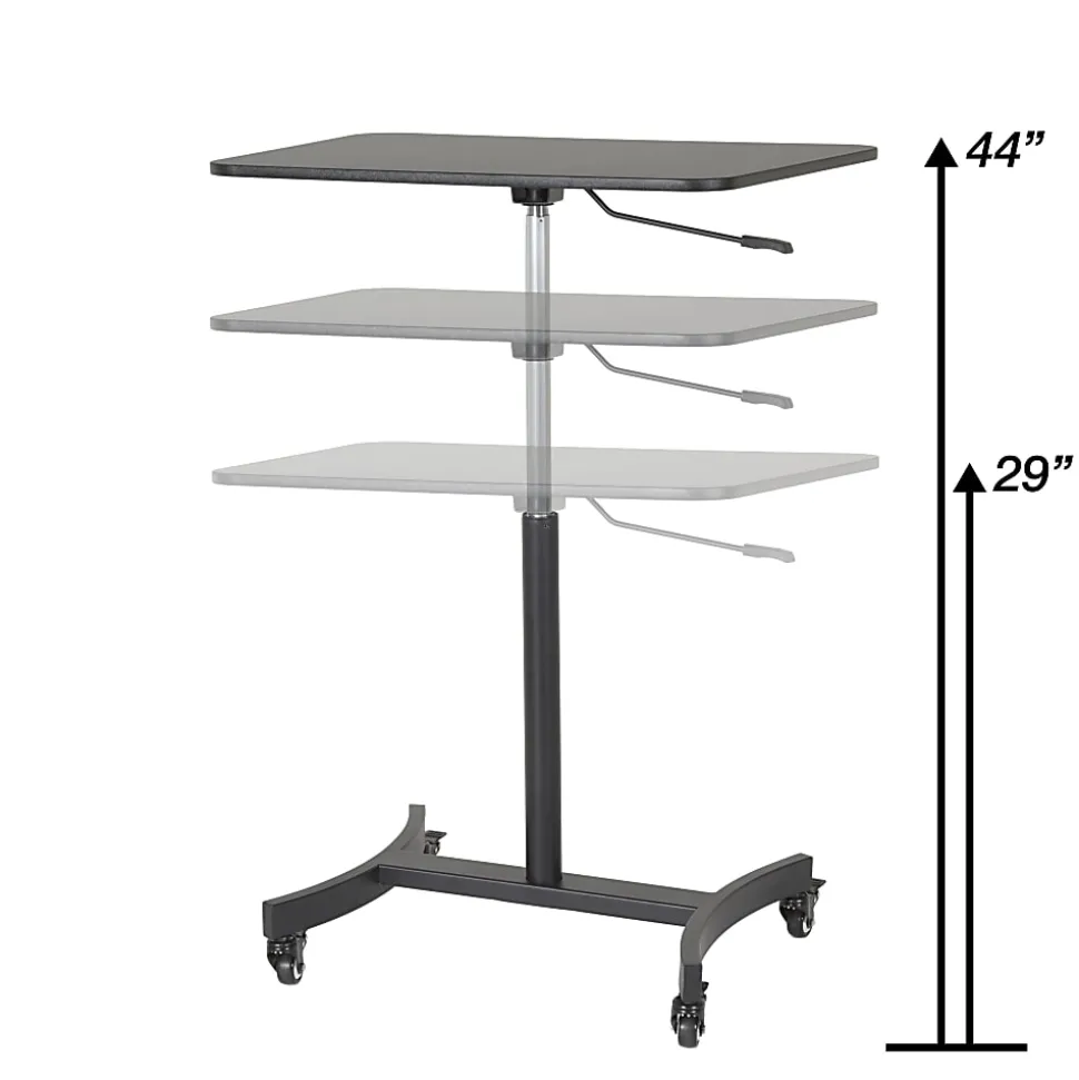 Victor® High Rise™ 31"W Mobile Adjustable Standing Desk Workstation, 44"H x 30-3/4"W x 22"D, Black