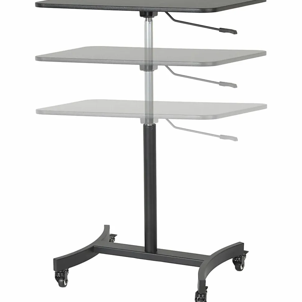 Victor® High Rise™ 31"W Mobile Adjustable Standing Desk Workstation, 44"H x 30-3/4"W x 22"D, Black