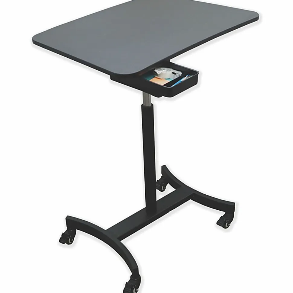 Victor® High Rise™ 31"W Mobile Adjustable Standing Desk Workstation, 44"H x 30-3/4"W x 22"D, Black