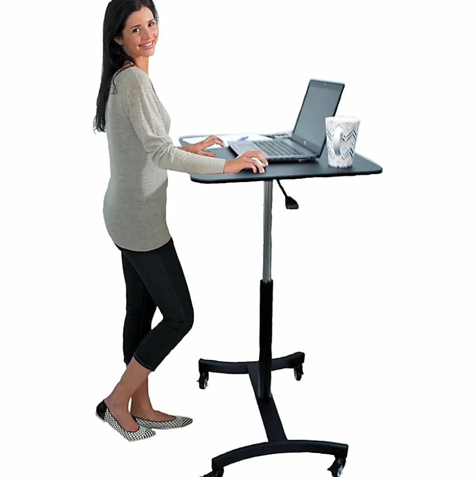 Victor® High Rise™ 31"W Mobile Adjustable Standing Desk Workstation, 44"H x 30-3/4"W x 22"D, Black