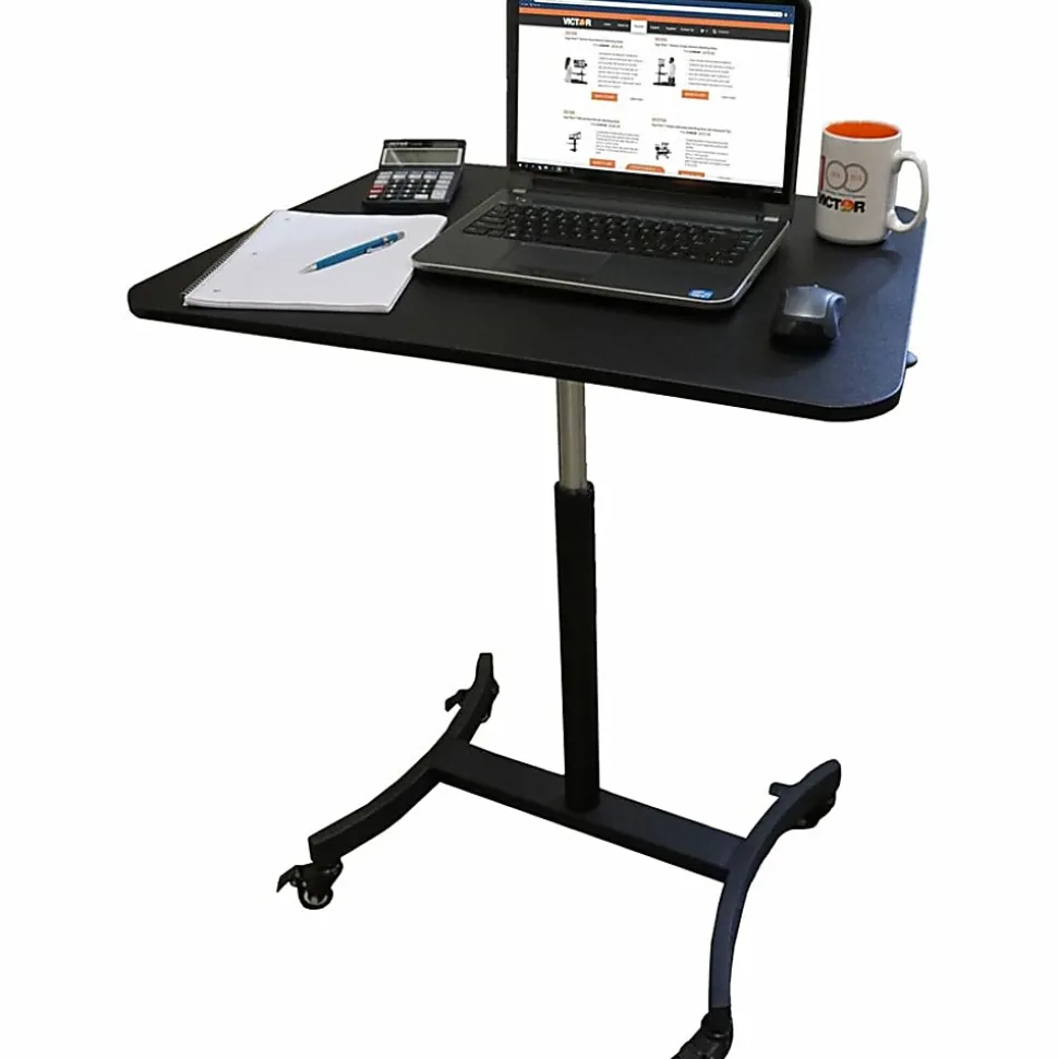 Victor® High Rise™ 31"W Mobile Adjustable Standing Desk Workstation, 44"H x 30-3/4"W x 22"D, Black