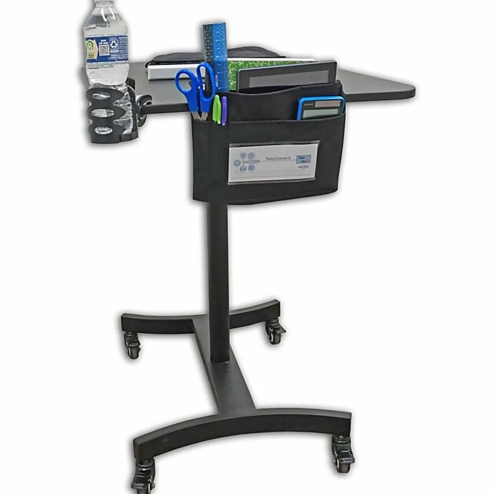 Victor® High Rise™ 31"W Mobile Adjustable Standing Desk Workstation, 44"H x 30-3/4"W x 22"D, Black