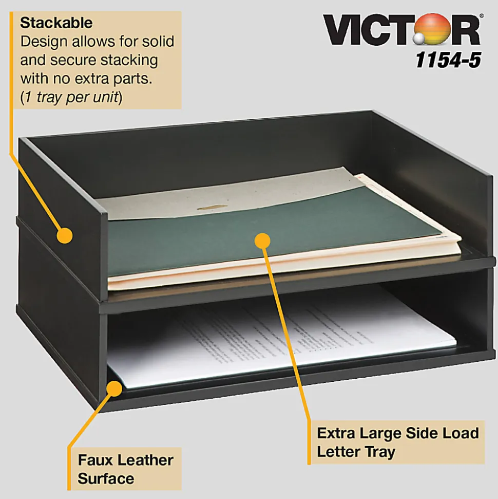 Victor® Midnight Black Collection Stacking Letter Tray