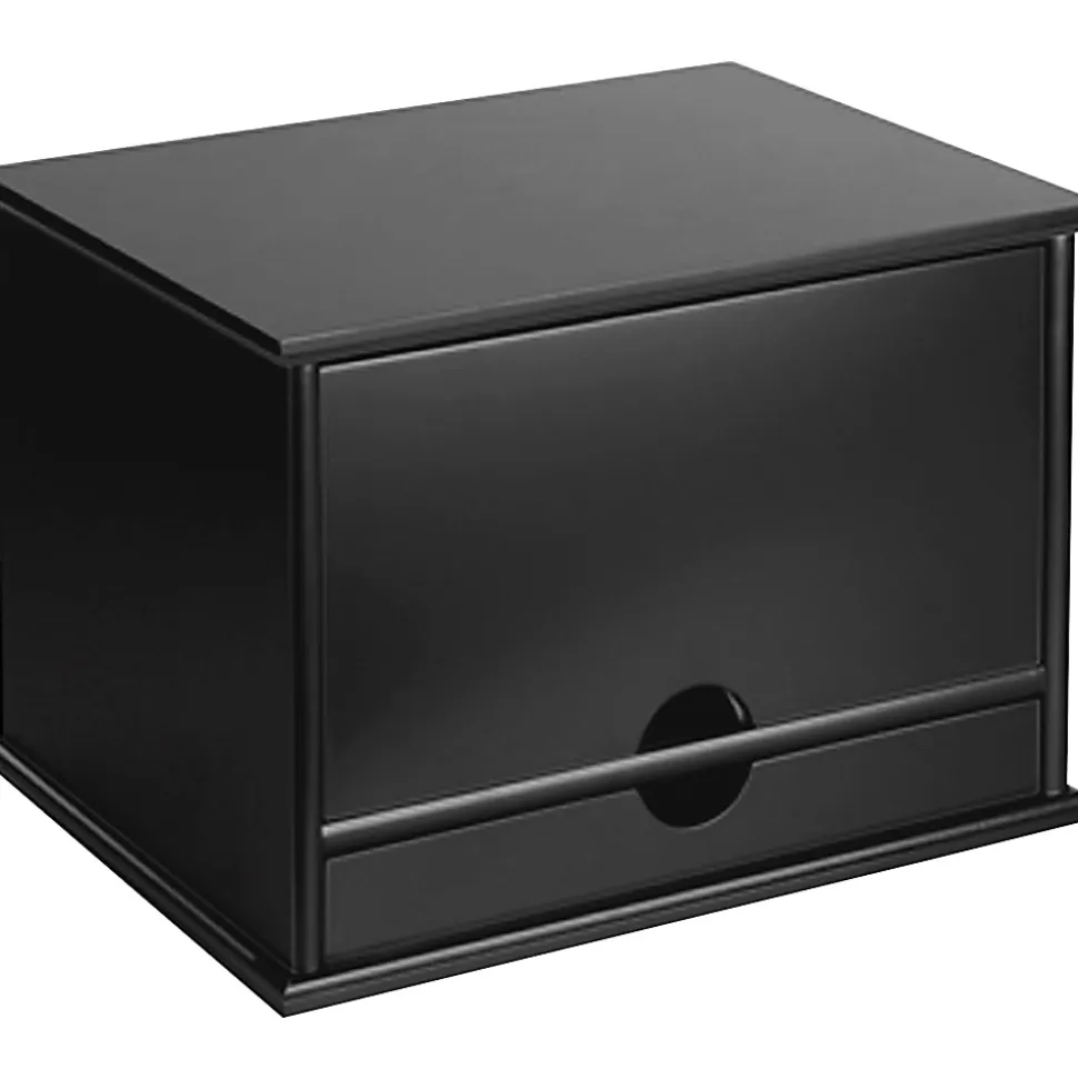 Victor Midnight Black Collection Wood Desktop Organizer, 14" H x 10.75" W x 9.75" D, Midnight Black