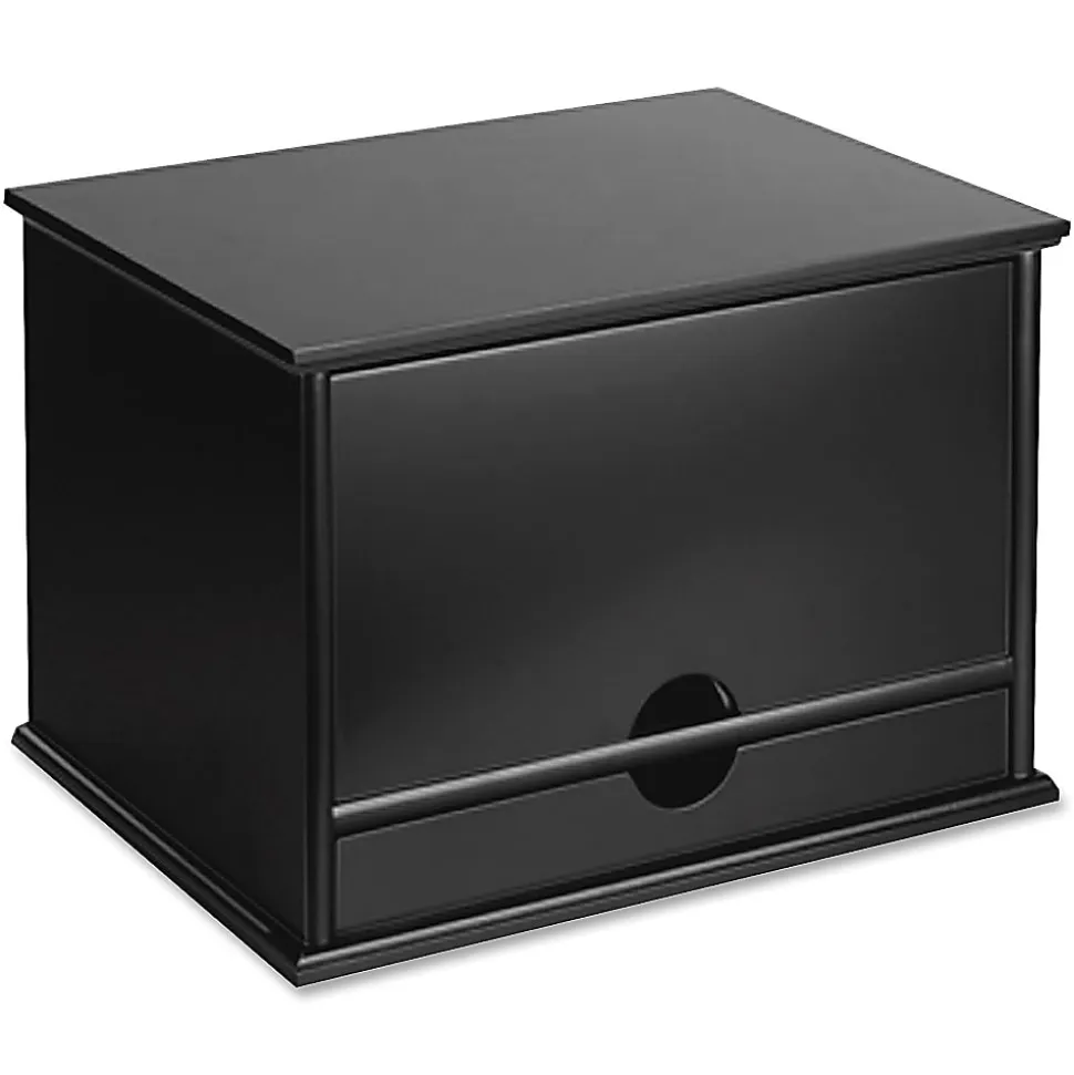 Victor Midnight Black Collection Wood Desktop Organizer, 14" H x 10.75" W x 9.75" D, Midnight Black
