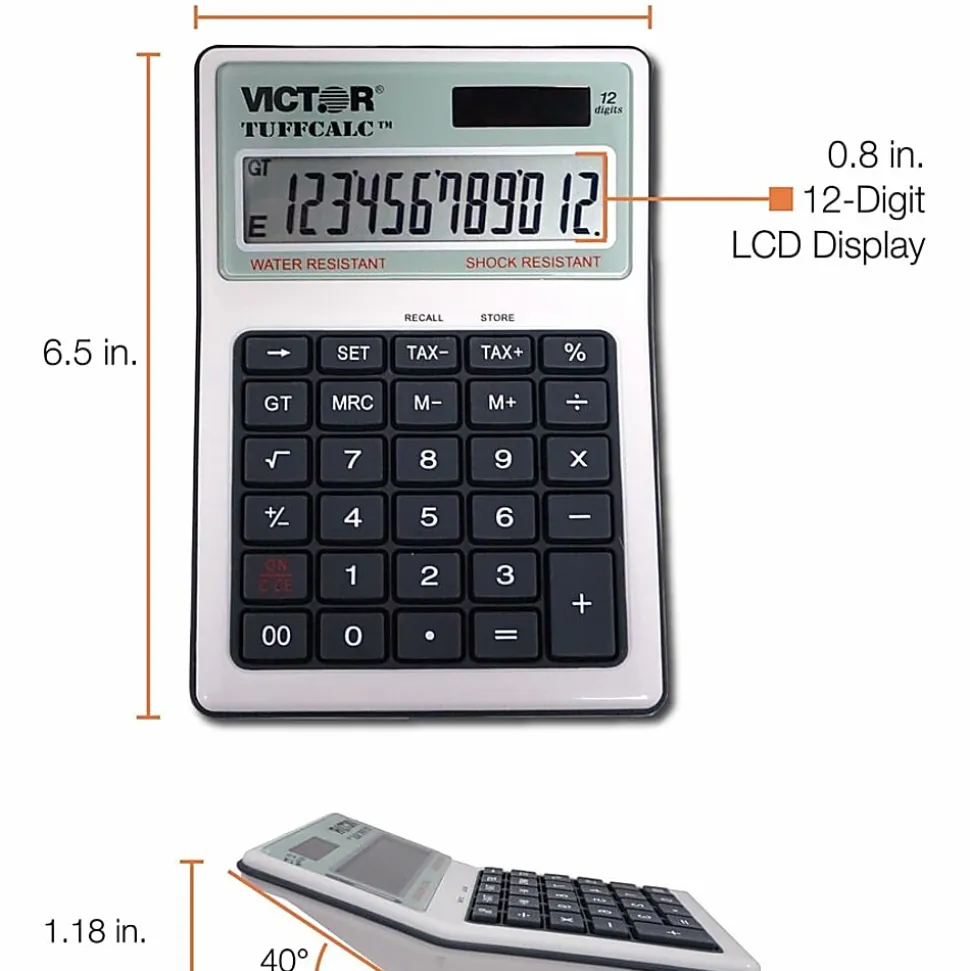 Victor TUFFCALC Desktop Calculator, White