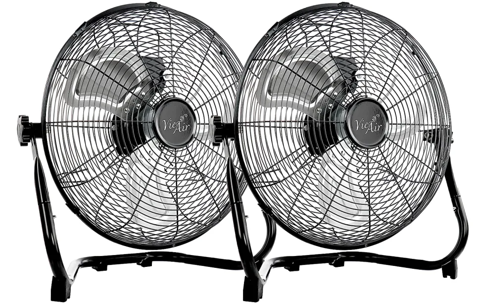 Vie Air 20" 3-Speed Industrial Tilting High-Velocity Metal Floor Fans, Set Of 2 Fans