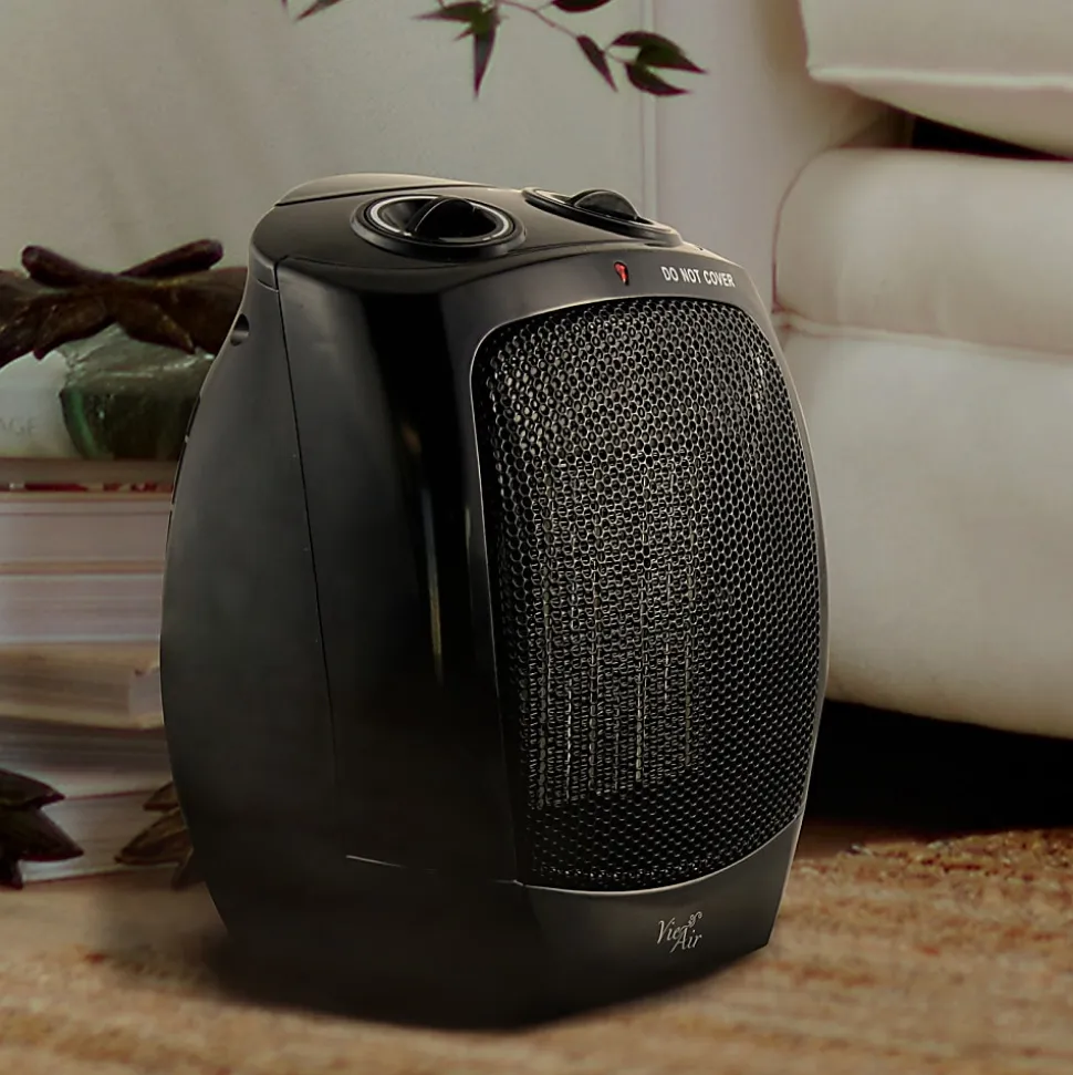 Vie Air 1500-Watt Portable Ceramic Office Heater, 6"H x 7-1/4"W x 9-1/4"D, Black