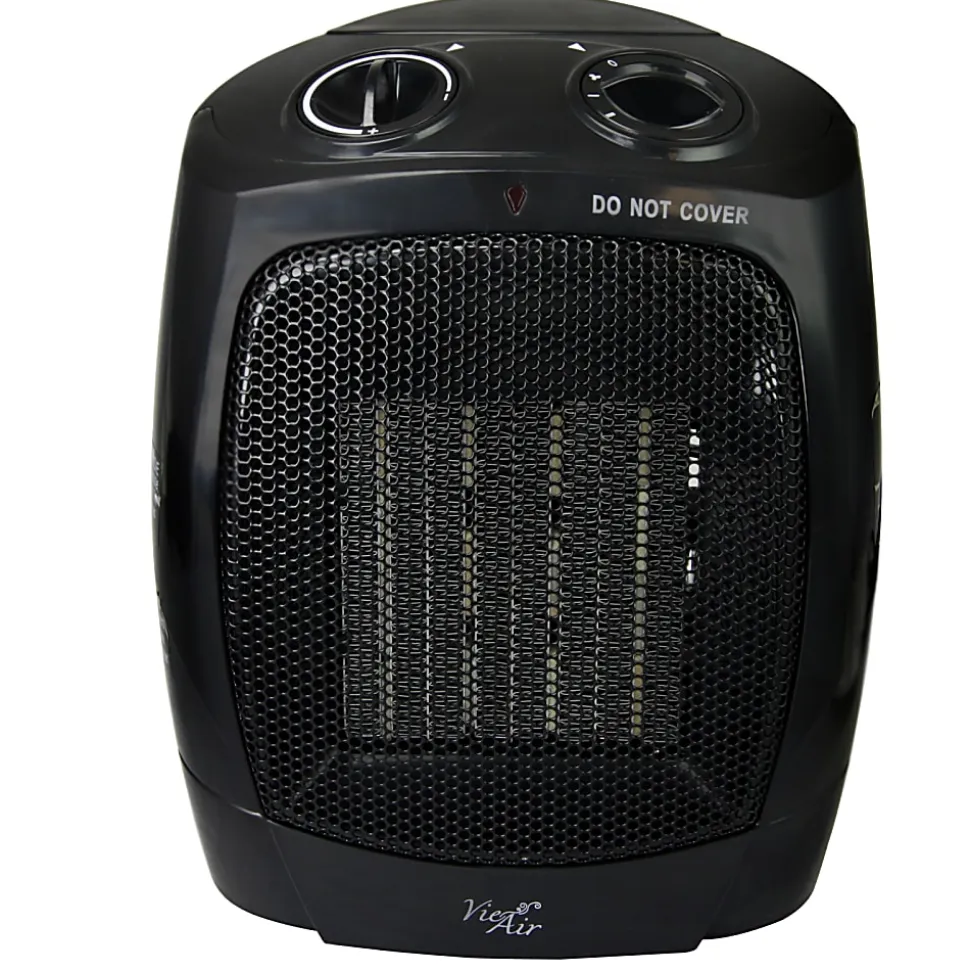 Vie Air 1500-Watt Portable Ceramic Office Heater, 6"H x 7-1/4"W x 9-1/4"D, Black