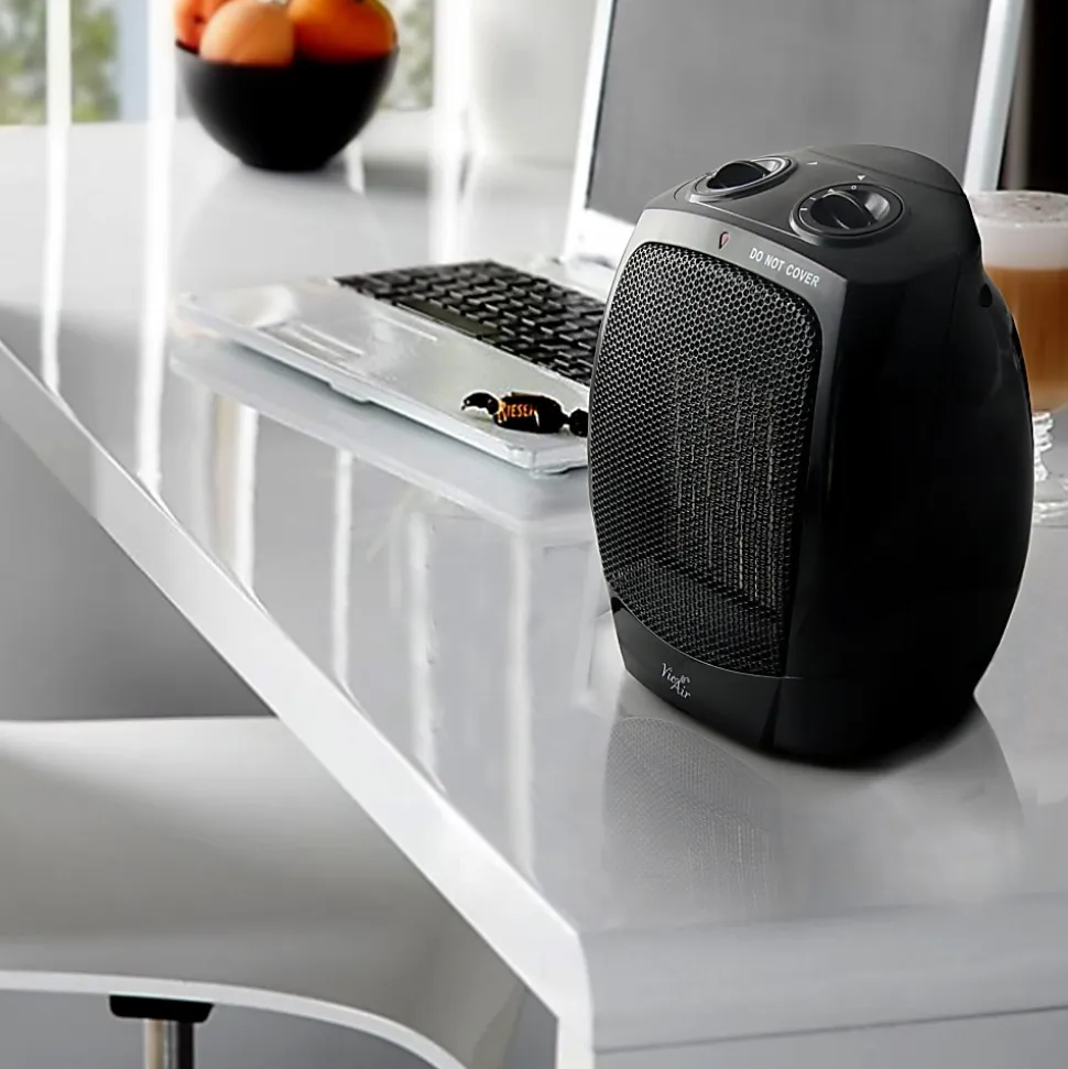 Vie Air 1500-Watt Portable Ceramic Office Heater, 6"H x 7-1/4"W x 9-1/4"D, Black