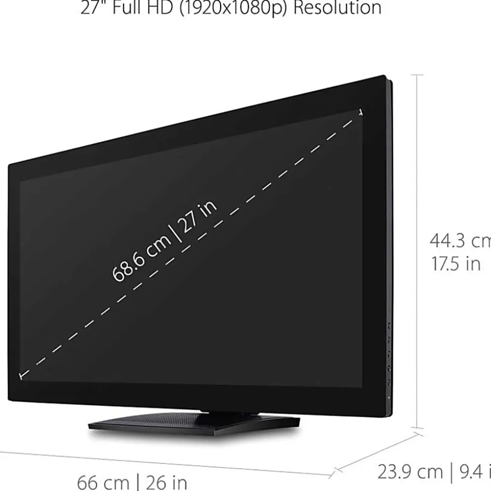 ViewSonic TD2760 27" 1080p Ergonomic 10-Point Multi Touch Monitor with RS232, HDMI, and DP, TD2760