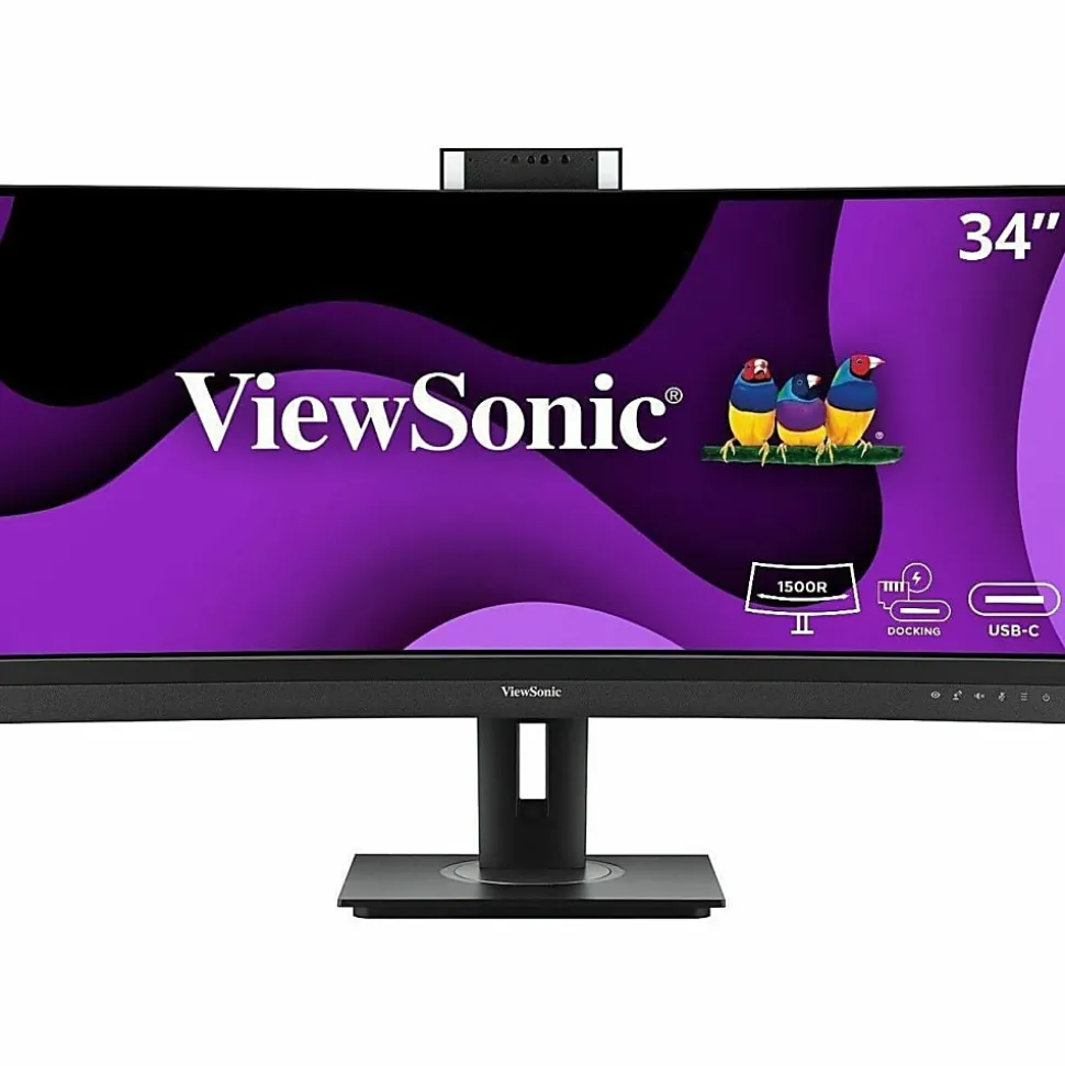 ViewSonic VG3457CV 34" Class Webcam UW-QHD Curved Screen LED Monitor - 21:9 - Black - 34" Viewable - Vertical Alignment (VA) - VG3457CV