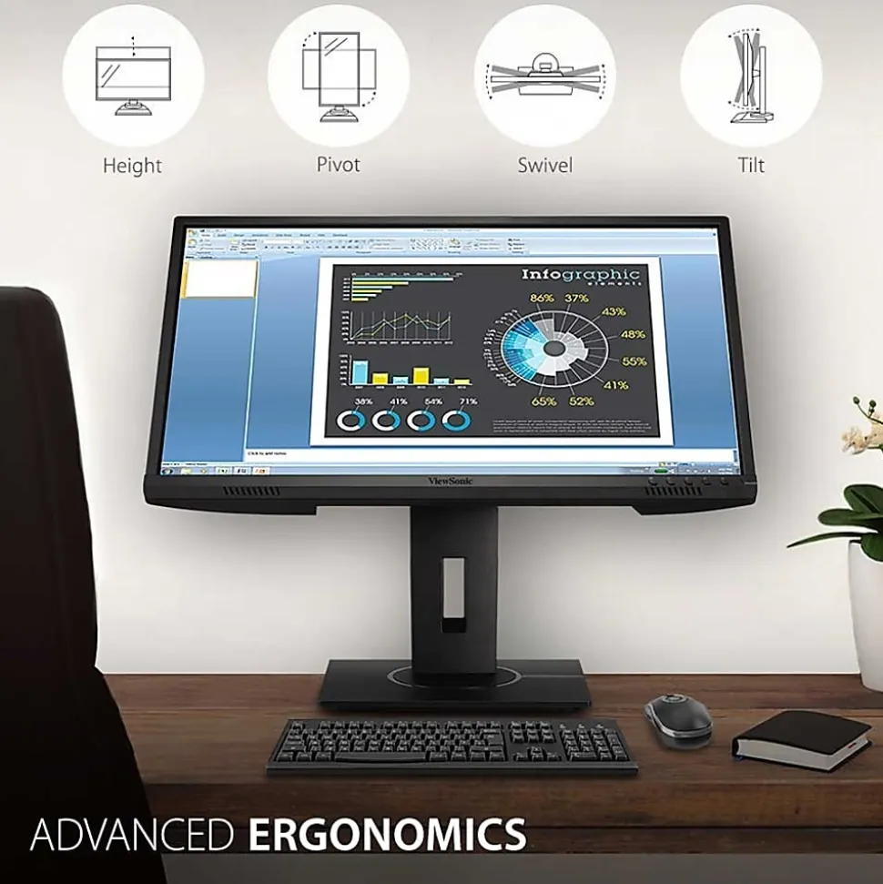 ViewSonic® VG2440 24" IPS 1080p LED Ergonomic Monitor