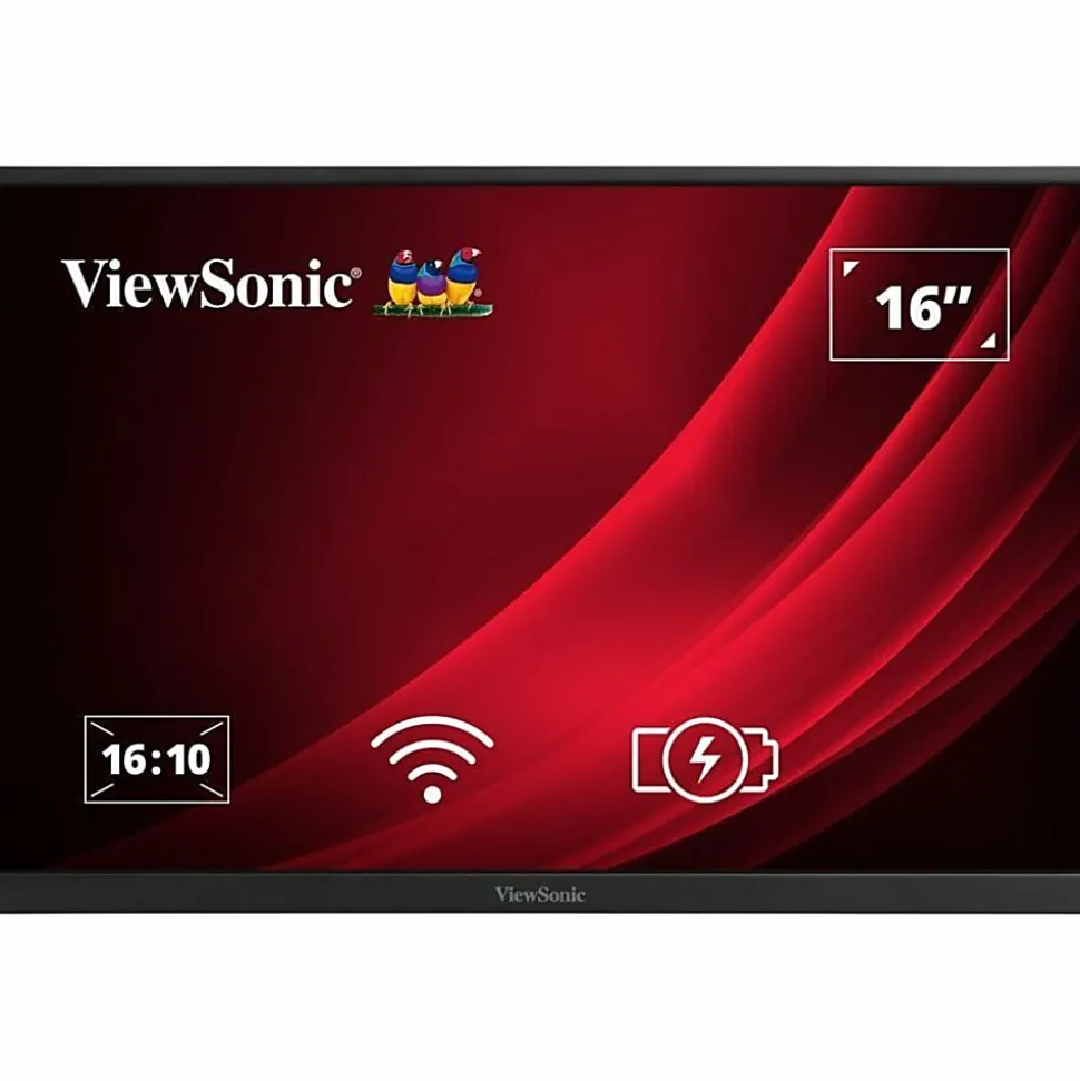ViewSonic VG1656N 16 Inch 1200p IPS Wireless Portable Monitor with 2 Way Powered 60W USB C, Built-in 4000 mAh Battery and Stand with Smart Cover