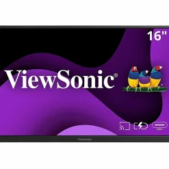 ViewSonic VG1656N 16 Inch 1200p IPS Wireless Portable Monitor with 2 Way Powered 60W USB C, Built-in 4000 mAh Battery and Stand with Smart Cover