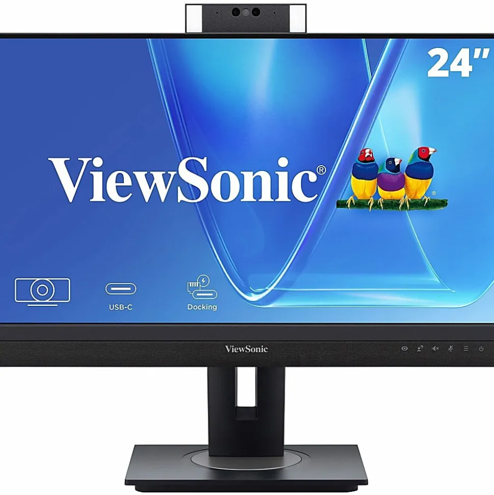 ViewSonic VG2457V 24 Inch 1080p Video Conference Docking Monitor with Windows Hello Compatible IR Webcam, Advanced Ergonomics, and 90W USB C
