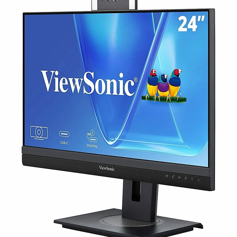 ViewSonic VG2457V 24 Inch 1080p Video Conference Docking Monitor with Windows Hello Compatible IR Webcam, Advanced Ergonomics, and 90W USB C