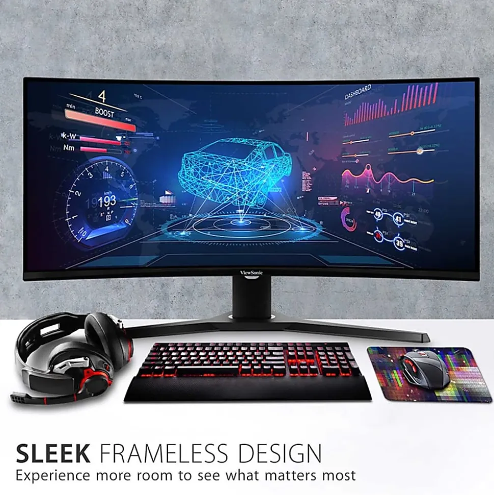 ViewSonic® VX3418-2KPC 34” WQHD LED 1ms 180Hz Gaming Monitor, FreeSync Premium