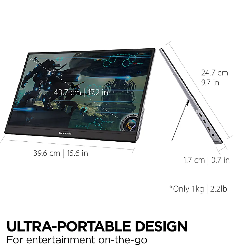 ViewSonic® VX1755 17.2" Portable 1080p 144Hz IPS Gaming Monitor, FreeSync Premium