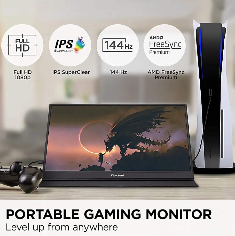 ViewSonic® VX1755 17.2" Portable 1080p 144Hz IPS Gaming Monitor, FreeSync Premium