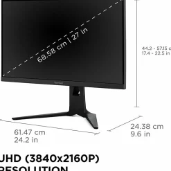 ViewSonic XG275D-4K 27" 4K UHD Gaming Monitor With Switchable Refresh Rate Up to 320Hz, 0.5ms Response Time, AMD FreeSync Premium
