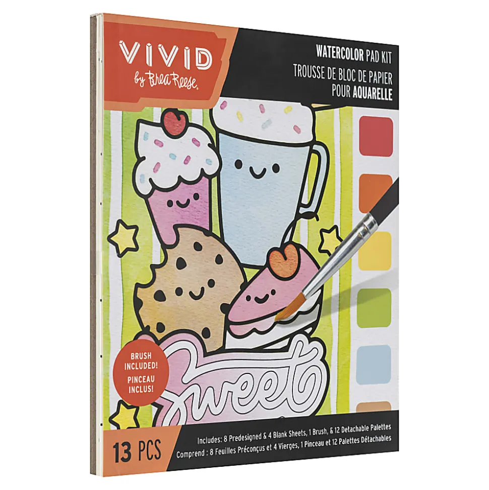 Vivid by Brea Reese® Kawaii Food Watercolor Painting Pad Kit, Kit Of 13 Pieces