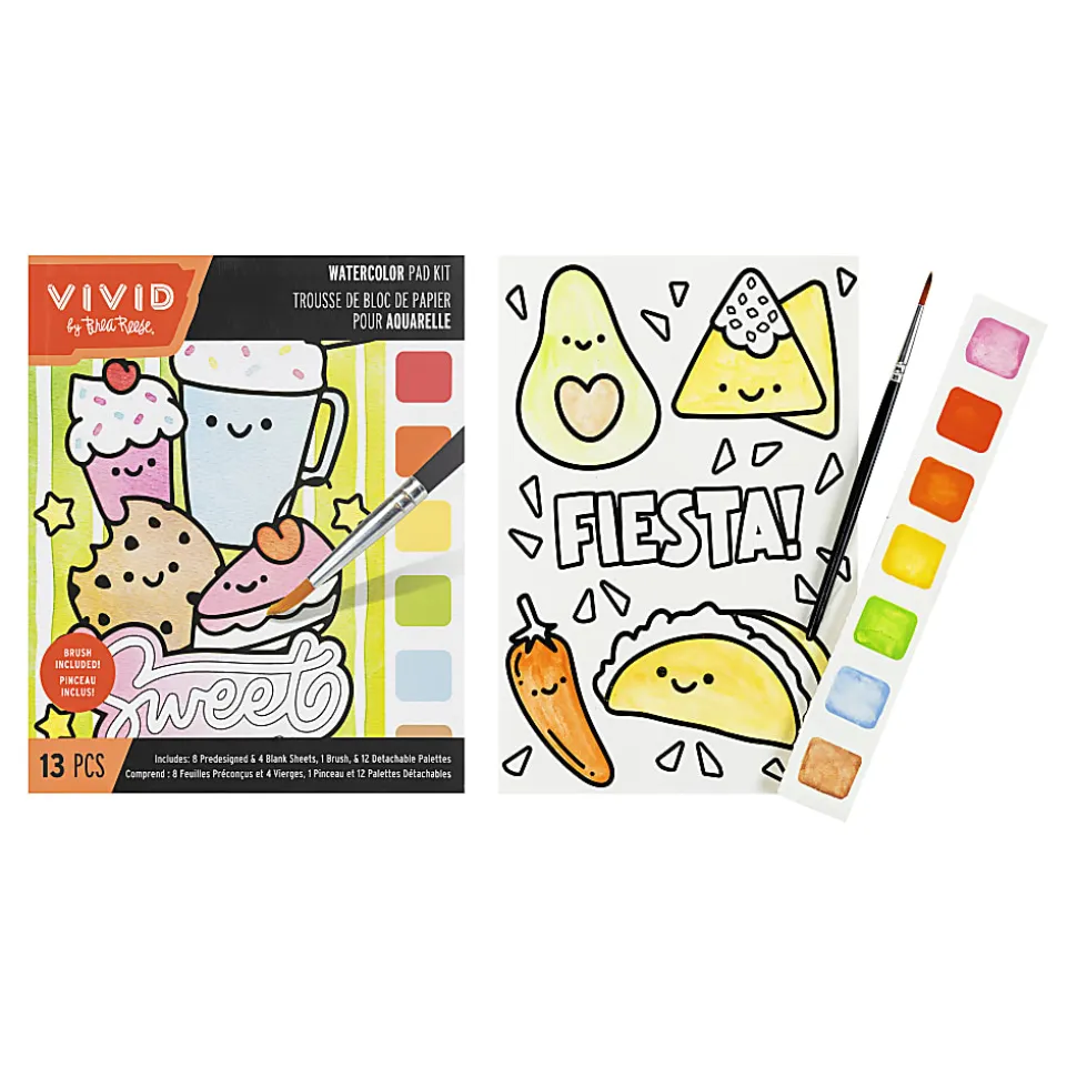 Vivid by Brea Reese® Kawaii Food Watercolor Painting Pad Kit, Kit Of 13 Pieces