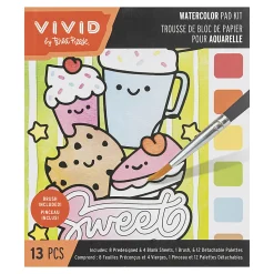 Vivid by Brea Reese® Kawaii Food Watercolor Painting Pad Kit, Kit Of 13 Pieces