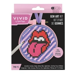 Vivid by Brea Reese® Mini Hoop Gem Art Kit, Rock ‘n’ Roll Lips, 3-1/2