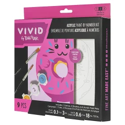 Vivid by Brea ReeseĀ® Mini Paint-by-Number Acrylic Kit, Kawaii Cat Donut