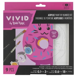 Vivid by Brea Reese® Mini Paint-by-Number Acrylic Kit, Kawaii Cat Donut