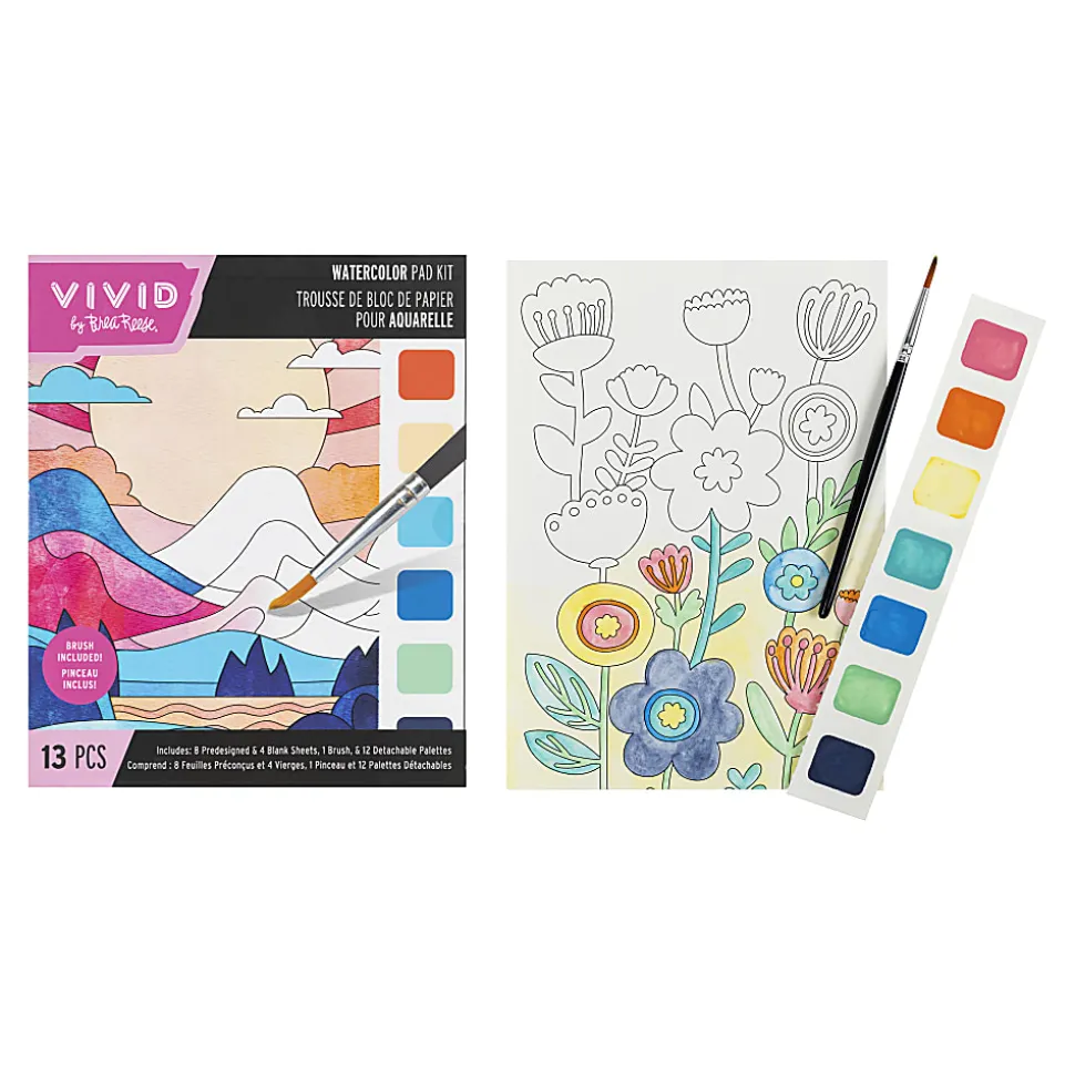 Vivid by Brea Reese® Nature Watercolor Painting Pad Kit, Kit Of 13 Pieces