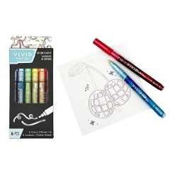 Vivid by Brea Reese® Outline Markers, Bullet Point, Assorted Colors, Pack Of 6 Markers