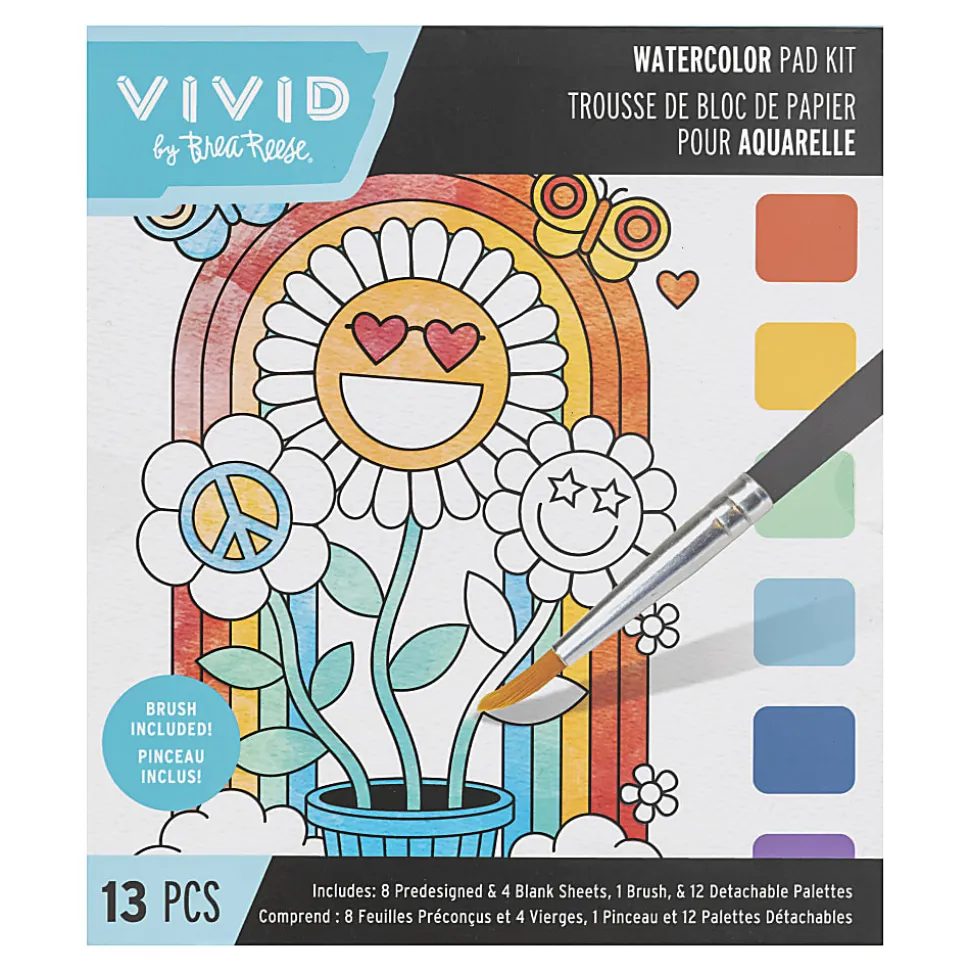 Vivid by Brea Reese® Rainbow Watercolor Painting Pad Kit, Kit Of 13 Pieces