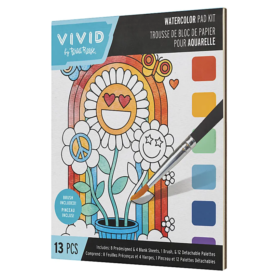 Vivid by Brea Reese® Rainbow Watercolor Painting Pad Kit, Kit Of 13 Pieces