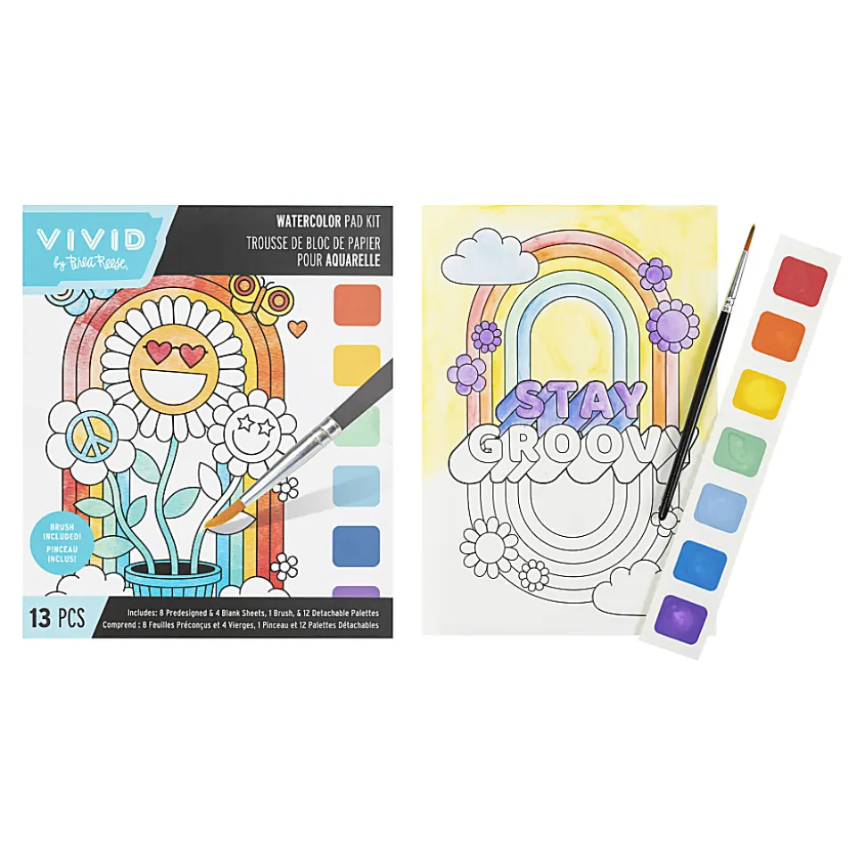 Vivid by Brea Reese® Rainbow Watercolor Painting Pad Kit, Kit Of 13 Pieces