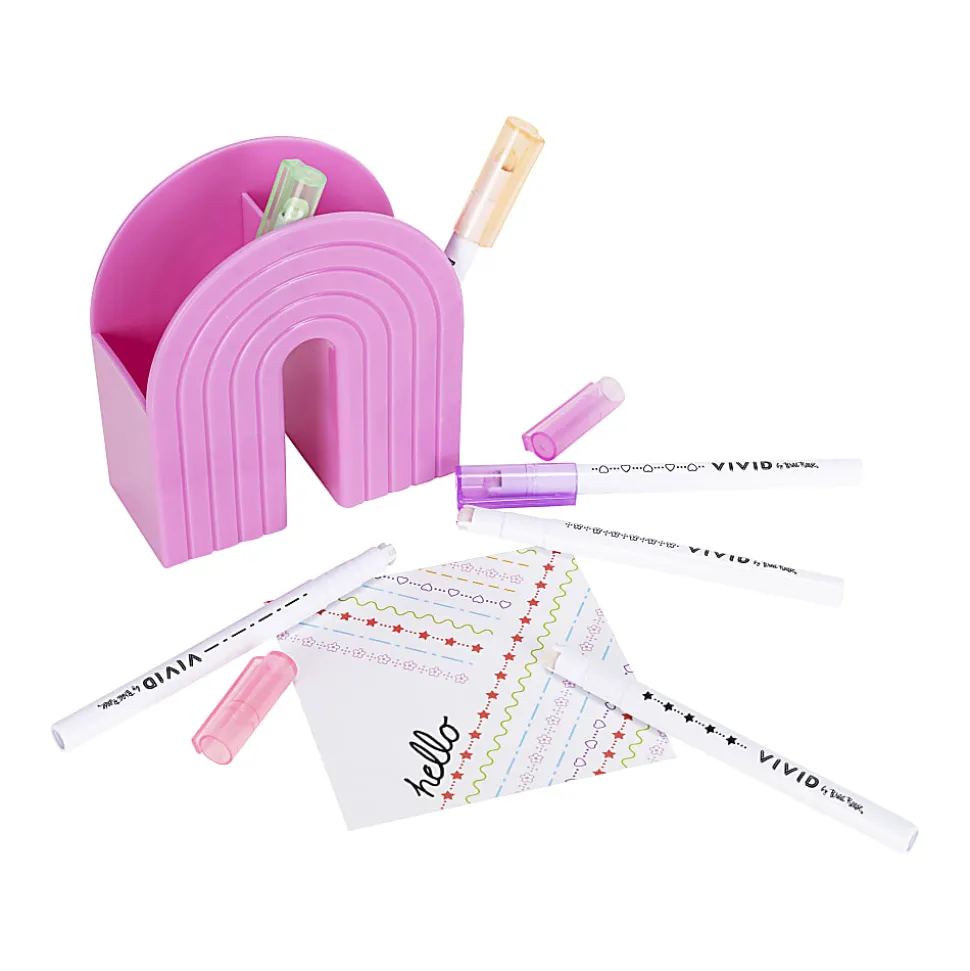 Vivid by Brea Reese® Roller Markers, Medium Point, Assorted Colors, Set Of 6 Markers
