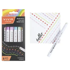 Vivid by Brea Reese® Roller Markers, Medium Point, Assorted Colors, Set Of 6 Markers