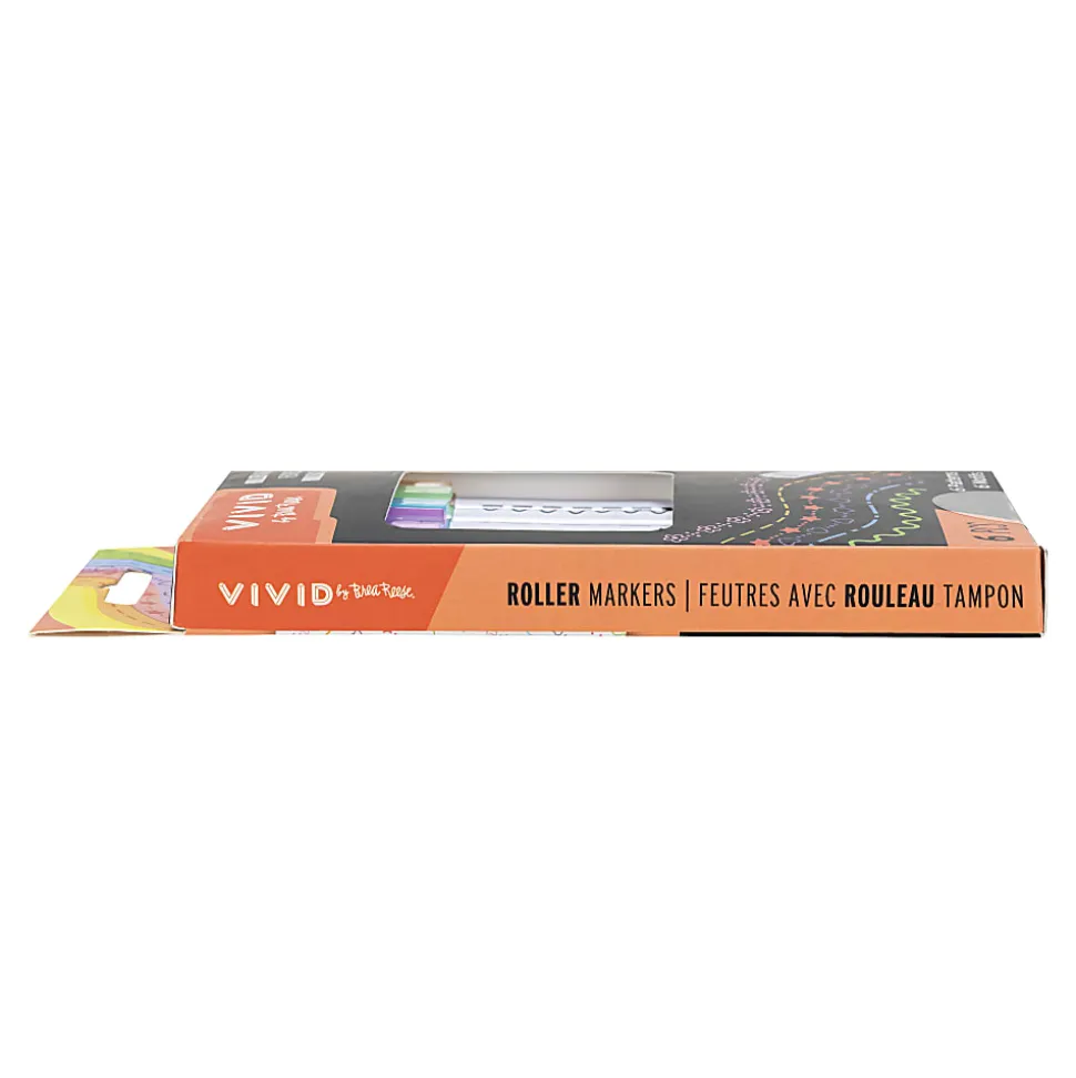 Vivid by Brea Reese® Roller Markers, Medium Point, Assorted Colors, Set Of 6 Markers