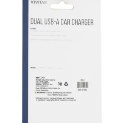 Vivitar Dual USB-A Car Charger, Black, NIL6001-BLK-STK-24