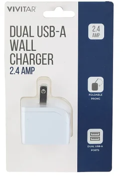 Vivitar Dual USB-A Wall Charger, White, NIL6002-WHT-STK-24