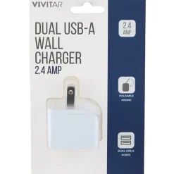 Vivitar Dual USB-A Wall Charger, White, NIL6002-WHT-STK-24