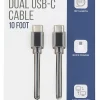 Vivitar Dual USB-C Charging Cable, 10', Black, NIL3010-BLK-STK-24