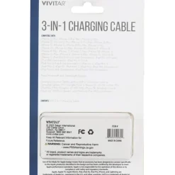 Vivitar 3-in-1 Charging Cable, 3', Black, NIL2001-BLK-STK-24