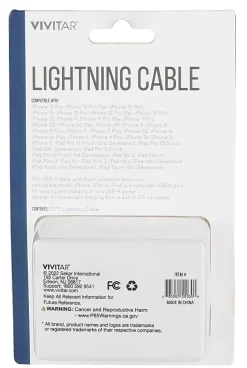 Vivitar Lightning To USB-A Cable, 10', White, NIL1010-WHT-STK-24