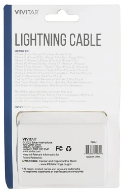 Vivitar Lightning To USB-A Cable, 10', Gray, NIL1010-GRY-STK-24