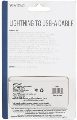 Vivitar Lightning To USB-A Cable, 3', White, NIL1003