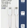 Vivitar Lightning To USB-C Cable, 3', White, NIL3003-WHT-STK-24