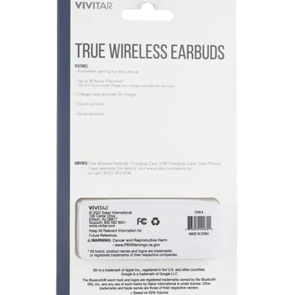 Vivitar True Wireless Bluetooth® Earbuds, Black